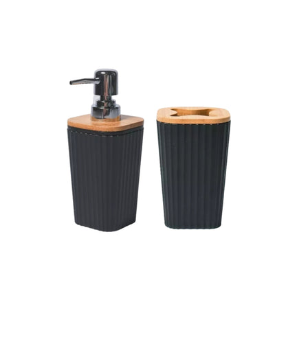 Kit dispenser negro con bambú