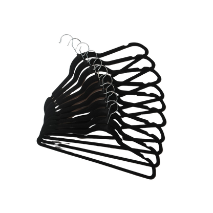 Perchas Terciopelo Adultos Antideslizante Negras X 100 Unidades