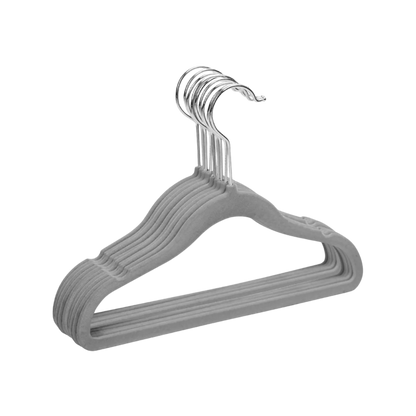 Perchas Terciopelo Gris Kids Niños Antideslizante X 20 Unidades