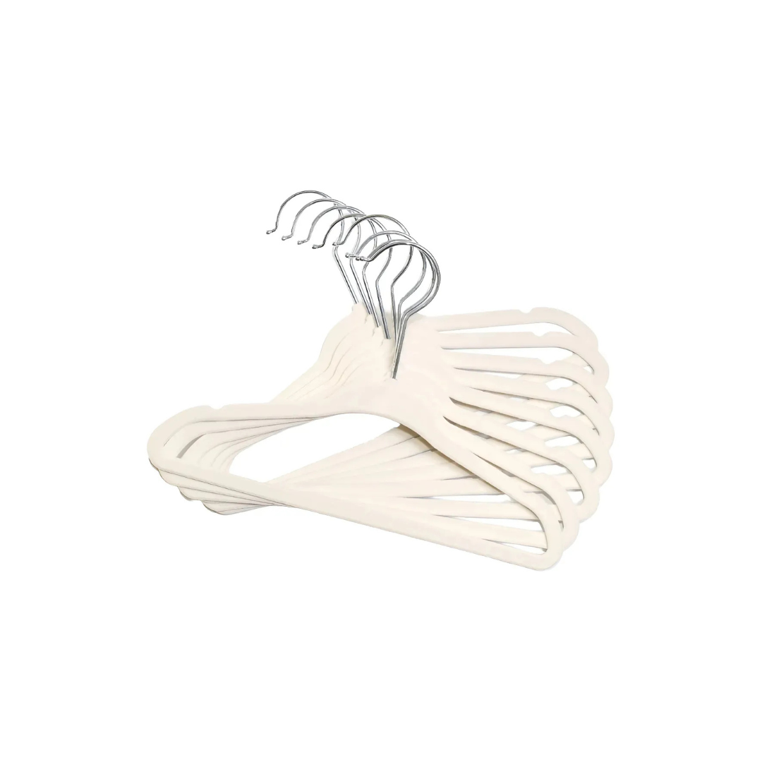 Perchas Bebe Terciopelo Beige X 10 Unidades