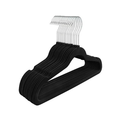 Perchas Terciopelo Negro Kids Niños Antideslizante X 20 Unidades