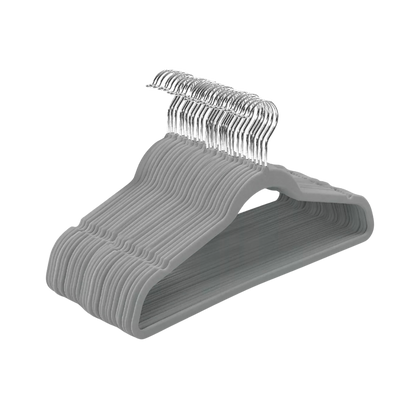 Perchas terciopelo adultos gris x 20 unidades