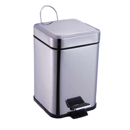 Tacho a pedal cuadrado de acero inoxidable 6 lts