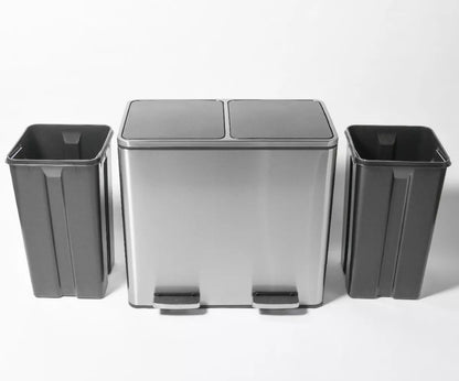 Cesto a pedal doble compartimento acero inoxidable 48 lts