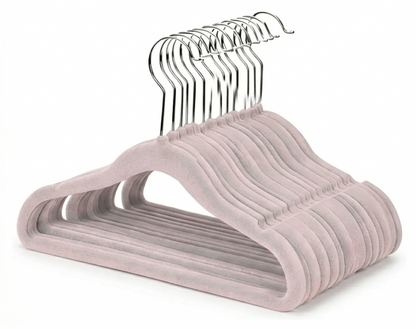 Perchas Bebe Terciopelo Rosa X 100 Unidades