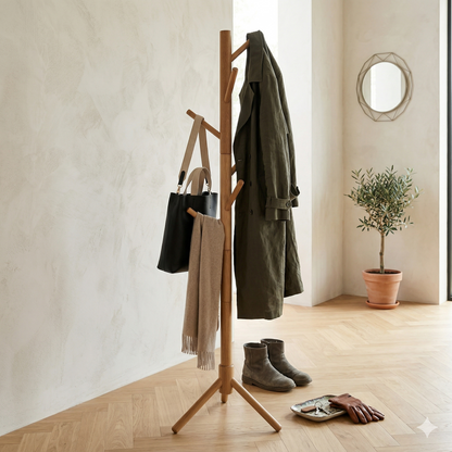 Perchero De Pie Madera Natural Nordico