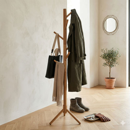 Perchero De Pie Madera Natural Nordico
