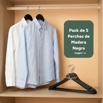 Perchas de Madera Negra x 5 Unidades