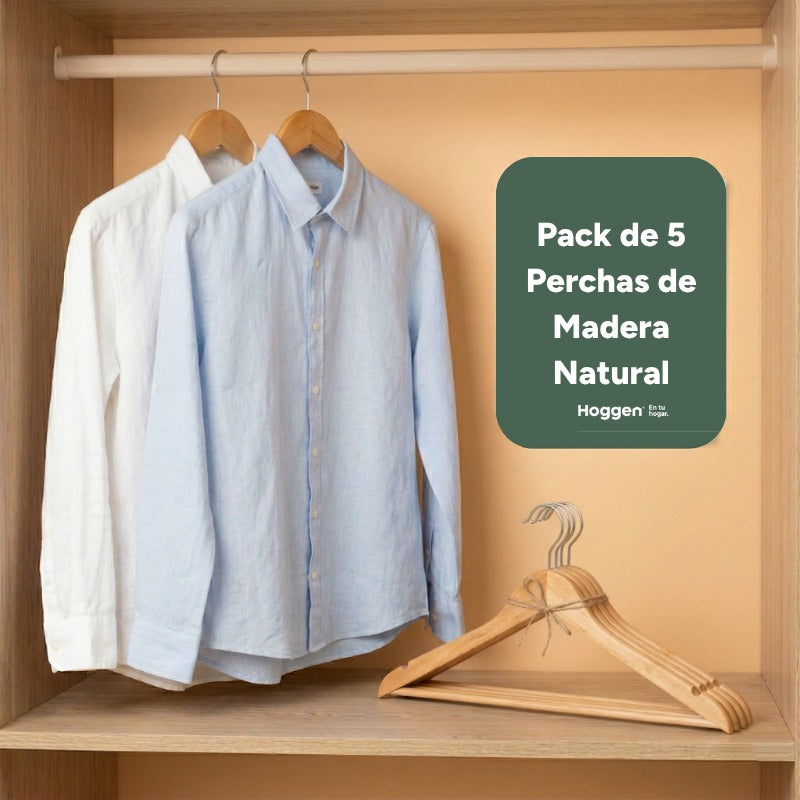 Perchas De Madera Lustrada X 5 Unidades