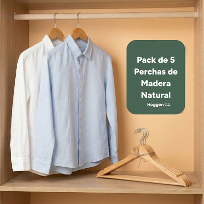 Perchas De Madera Lustrada X 5 Unidades