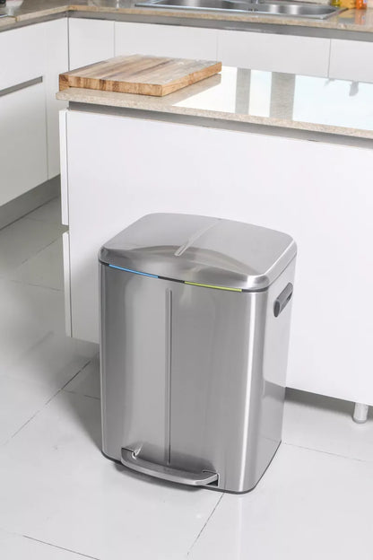 Tacho de basura doble de acero inoxidable 40 litros