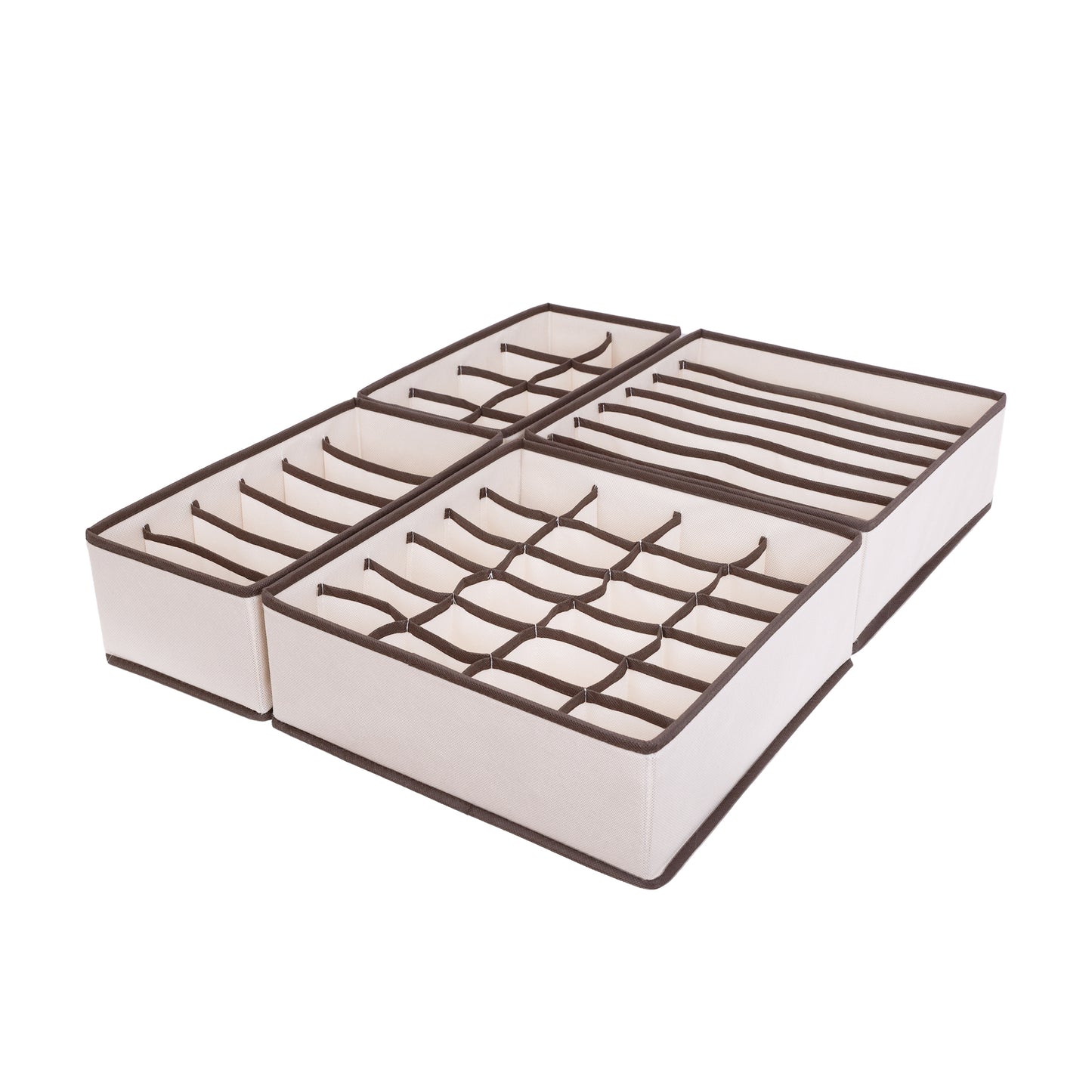 Set X4 Organizador Ropa Interior Separador Cajon Tela Beige