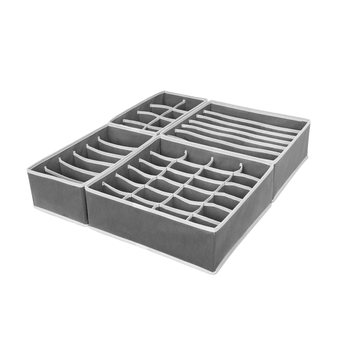 Set X4 Organizador Ropa Interior Separador Cajon Tela Gris