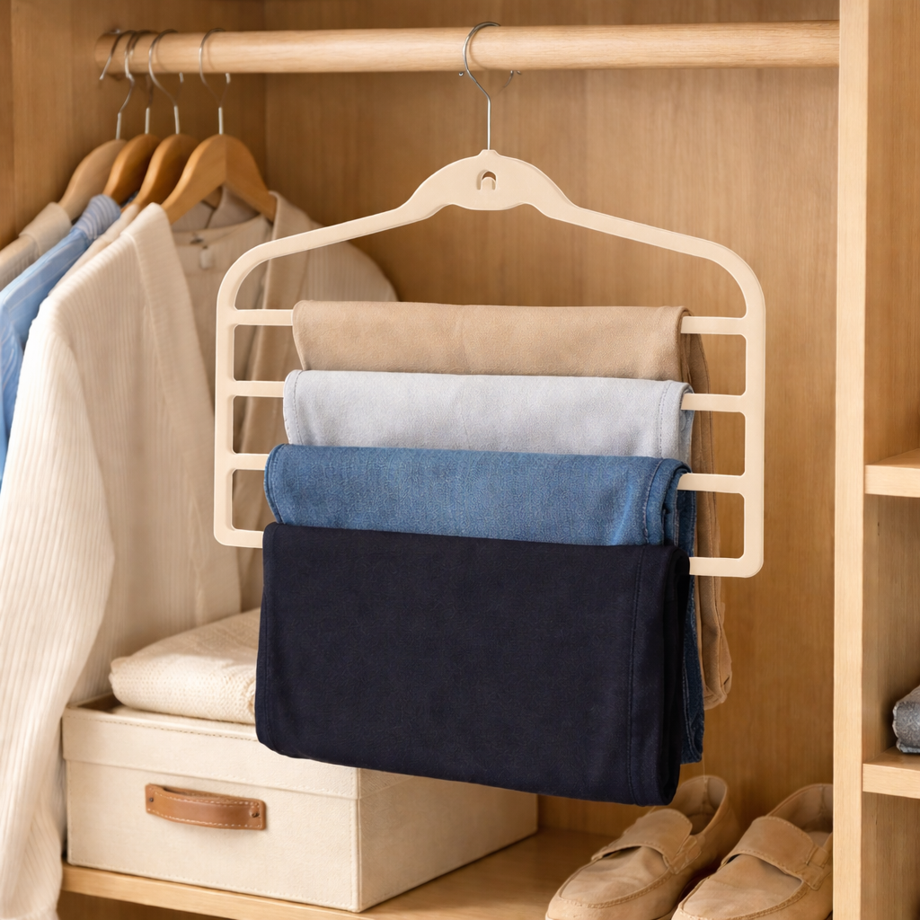 Percha Terciopelo Pantalonera Beige X 1 Unidad