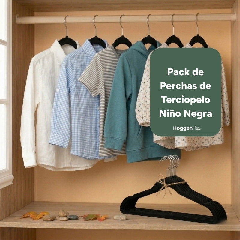 Perchas de Terciopelo Negro para Niños x 20 Unidades