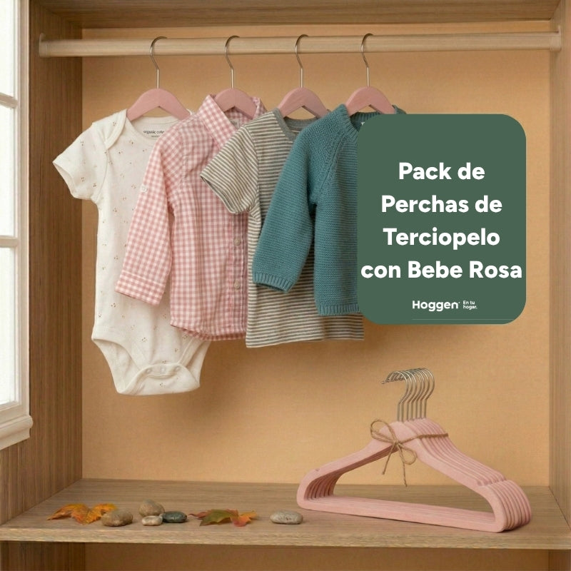 Perchas Bebe Terciopelo Rosa X 100 Unidades