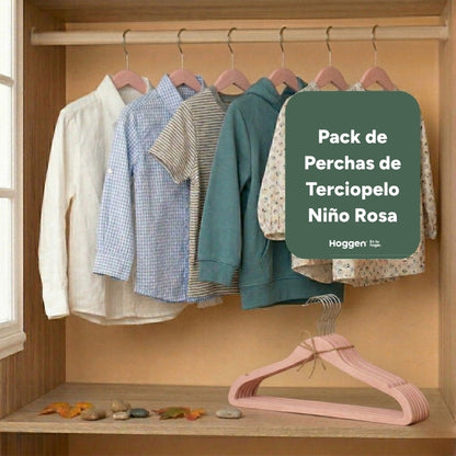 Perchas de Terciopelo Rosa para Niños x 100 Unidades