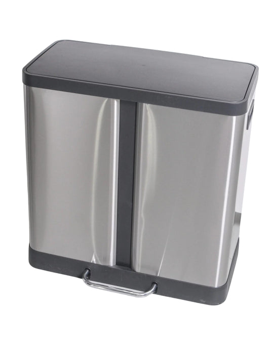 Cesto de basura doble de acero inoxidable 60 litros