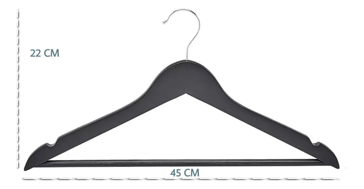 Perchas de Madera Premium x5 Negra